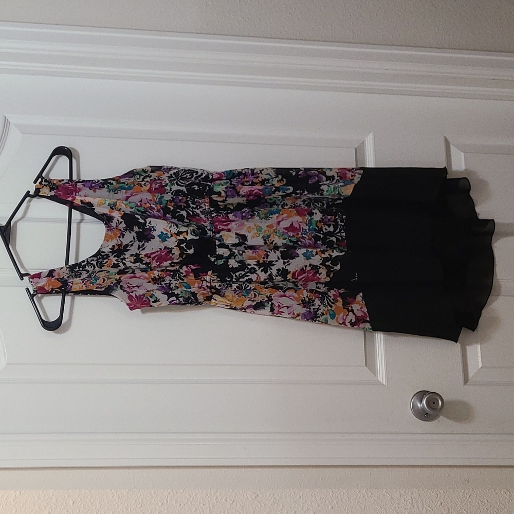 Floral summer or springtime high-low dress.